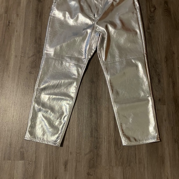 Gap Vegan Leather Silver Pants size 35/20 - Picture 2 of 3